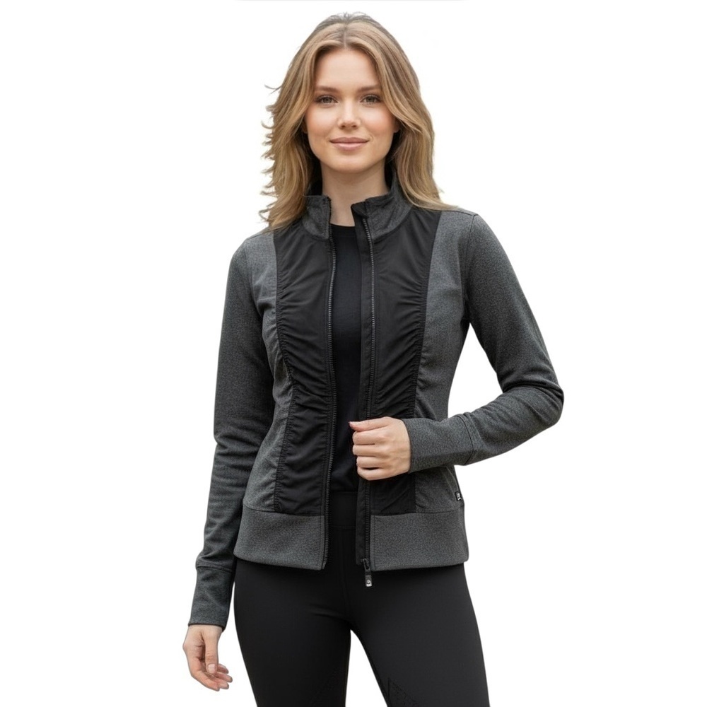 MARC NEW YORK S Gray Black Ruched Yoga Pilates Workout Jacket R $98